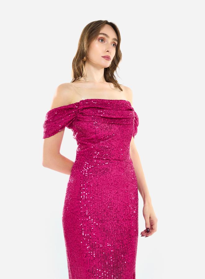 House of Moda Women Draped Sequin Midi Dress - Image 4